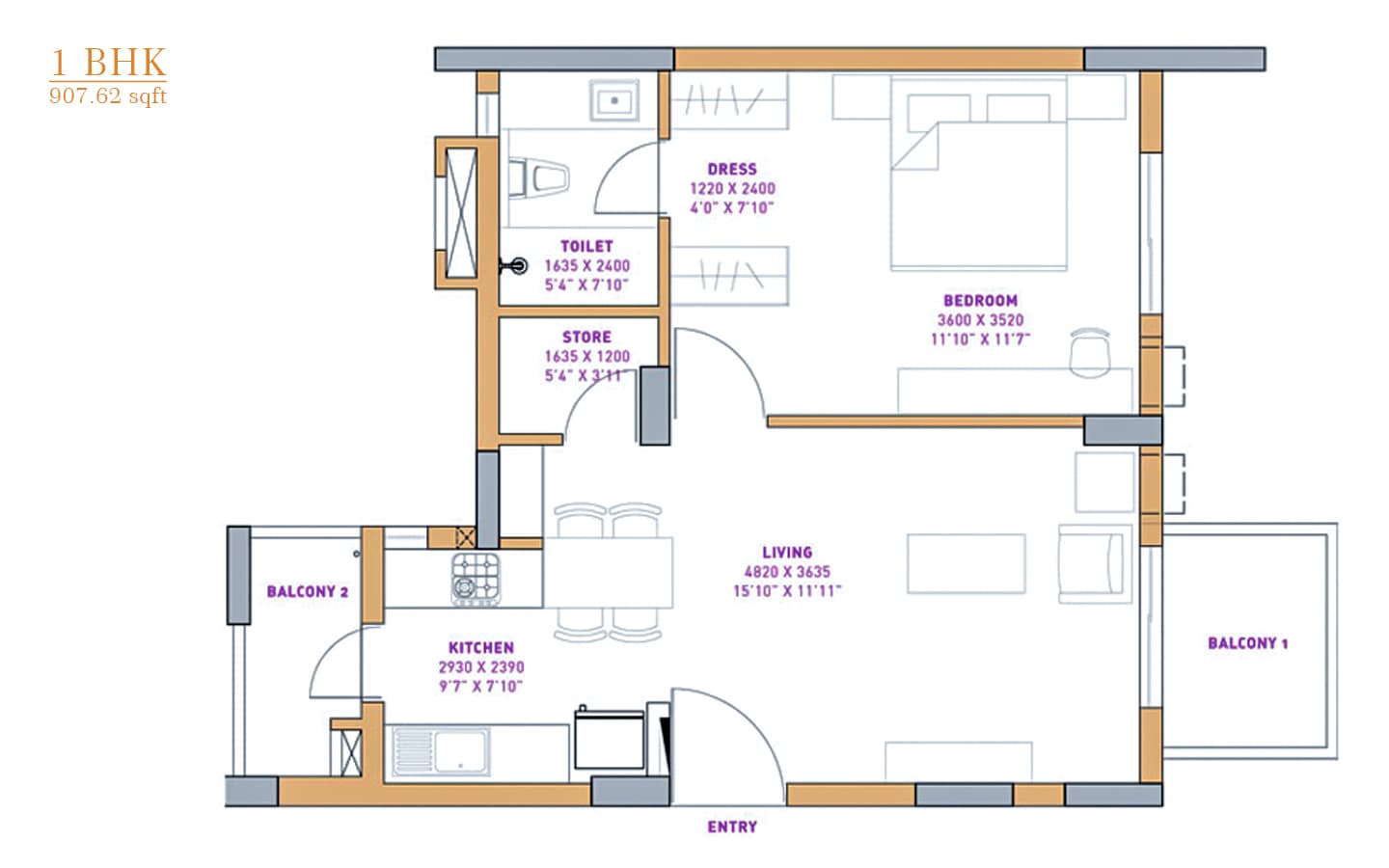 1BHK+1T