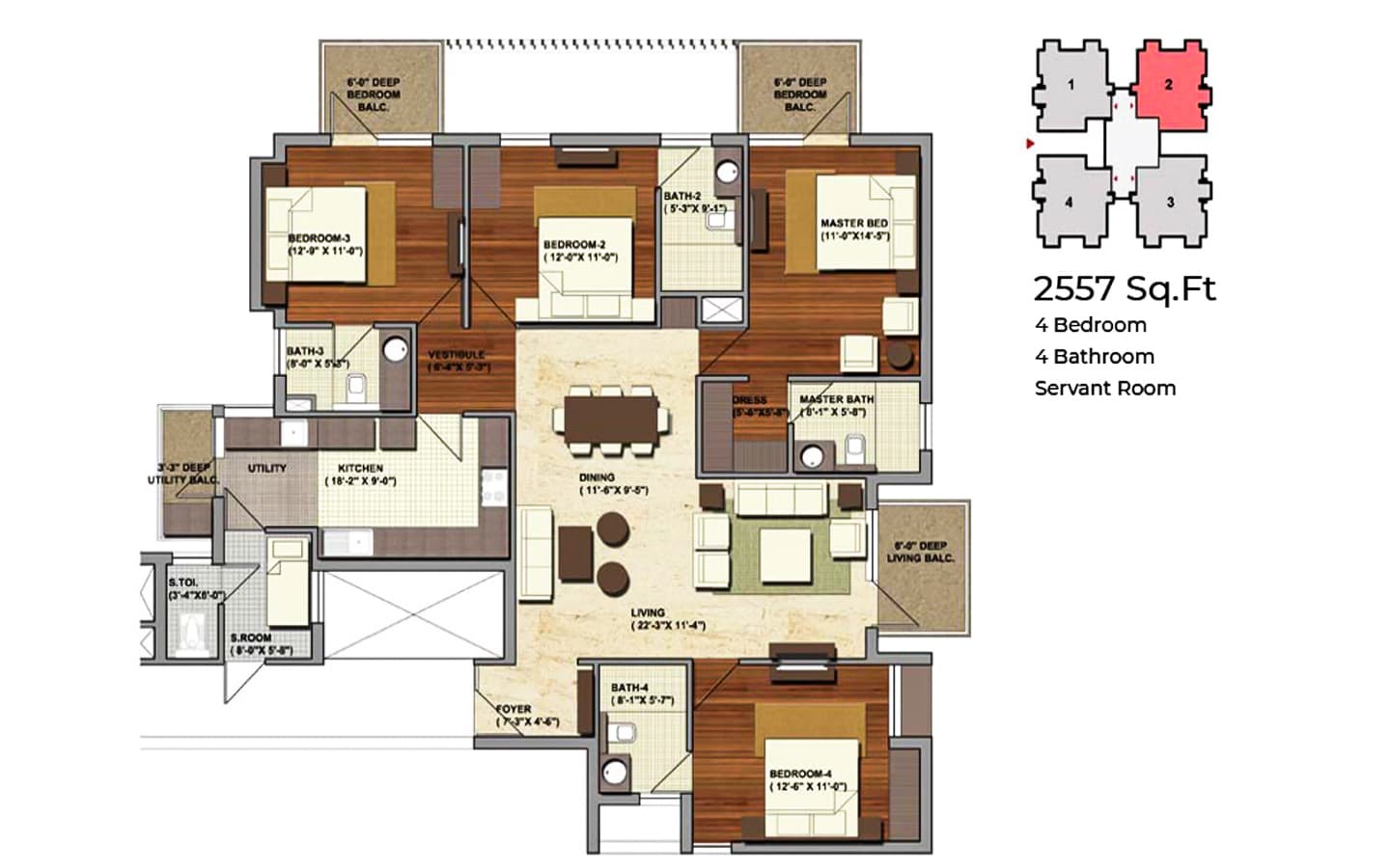 4BHK + 4T