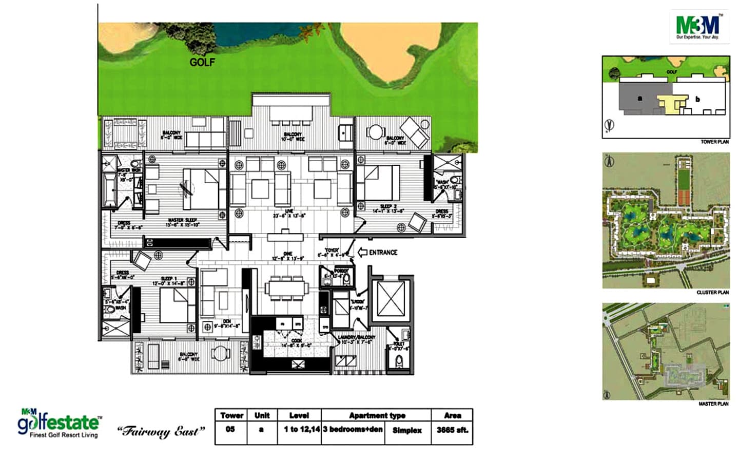 3BHK + 3T + SQ