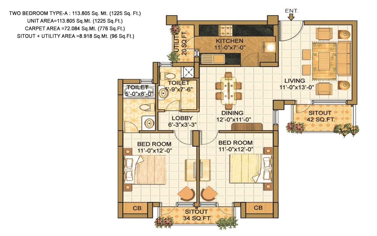 2BHK+2T