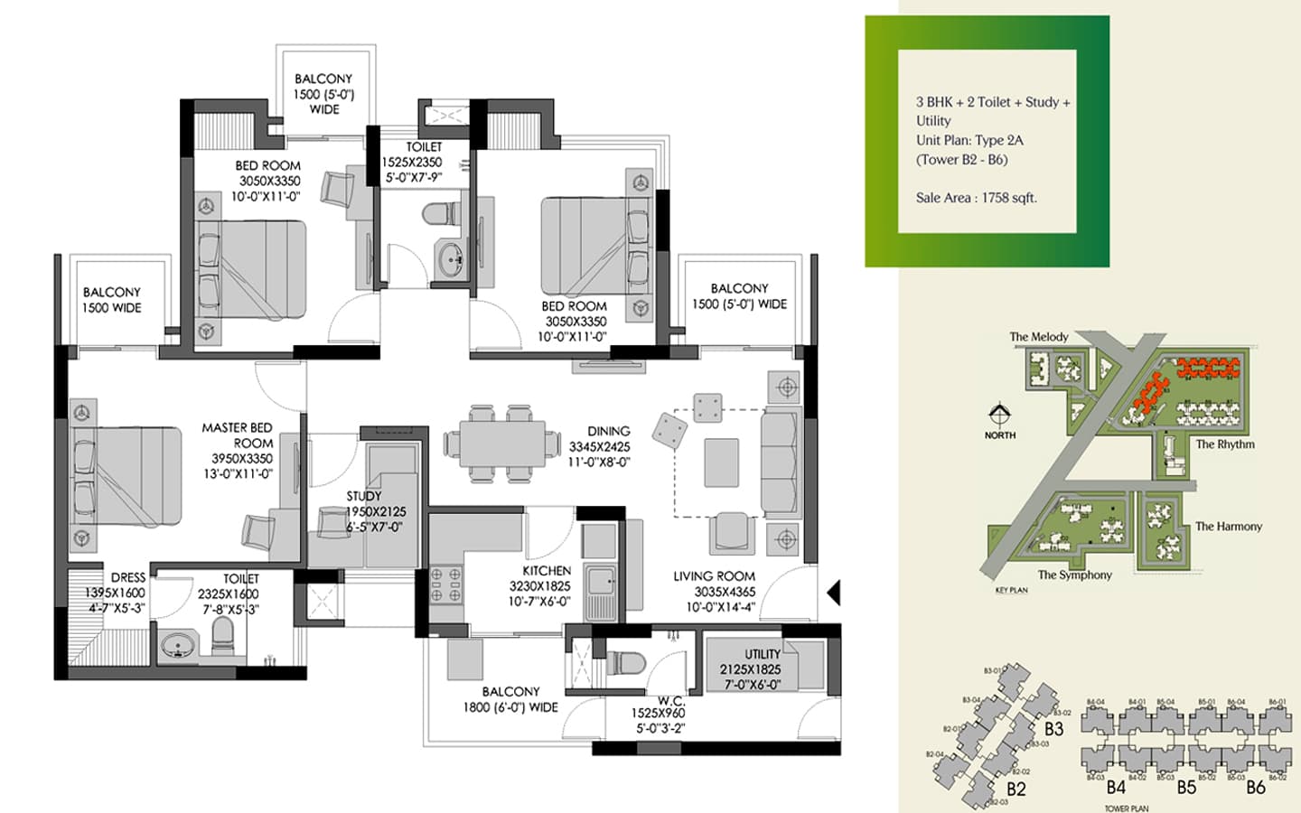 3BHK+2T+Study+Utility