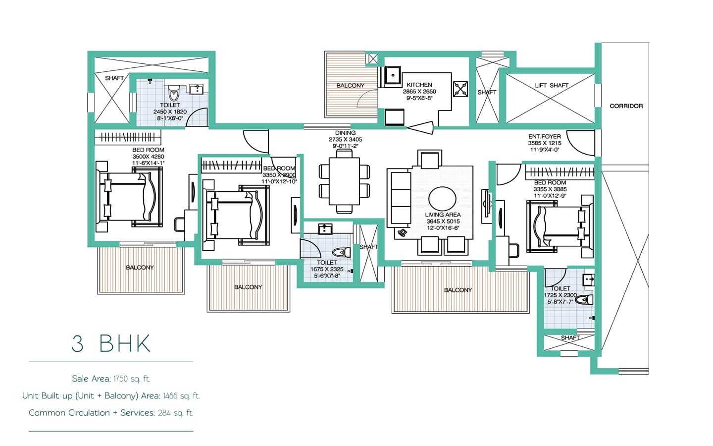 3BHK+3T+Utility