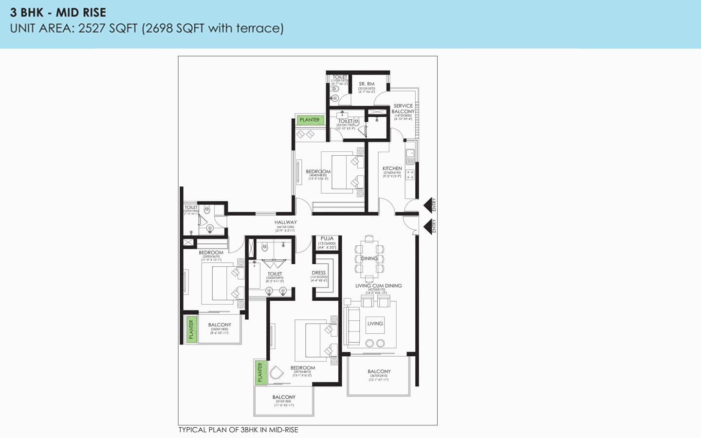 3BHK+3T+SQ