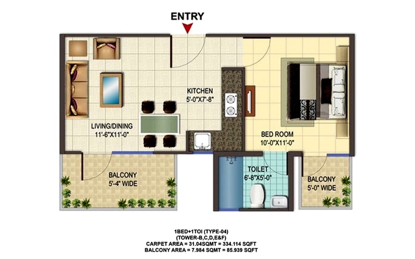 1BHK+1T
