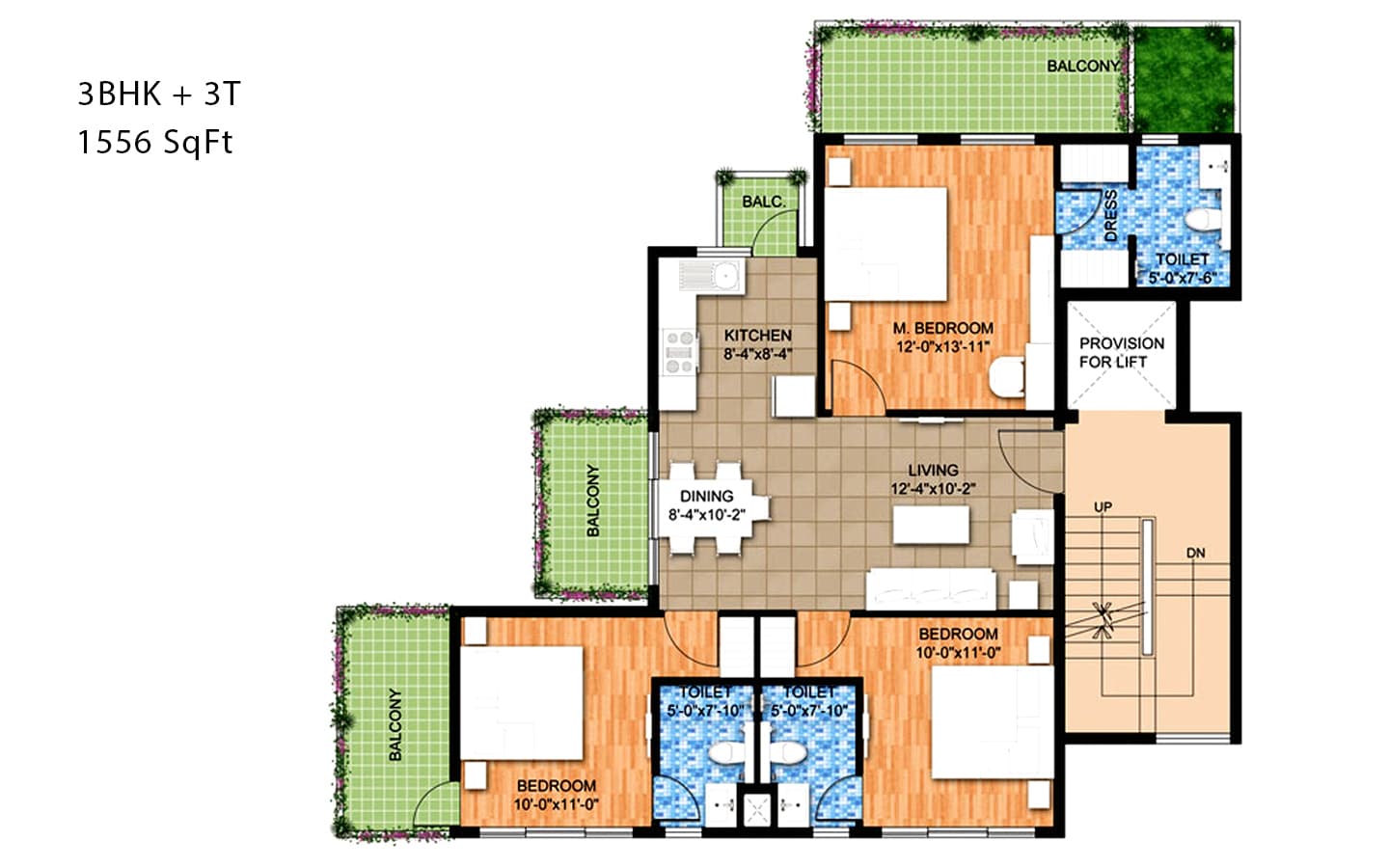 3BHK+3T