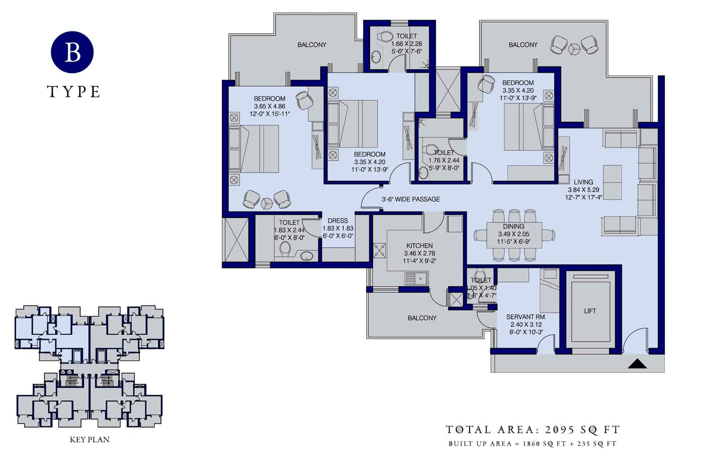 3BHK+3T+SQ