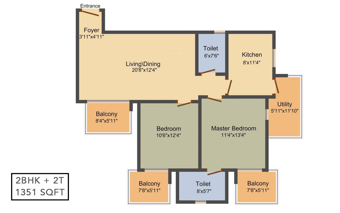 2BHK+2T