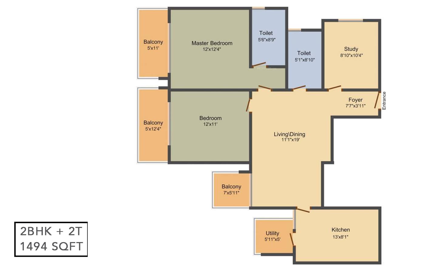 2BHK+2T