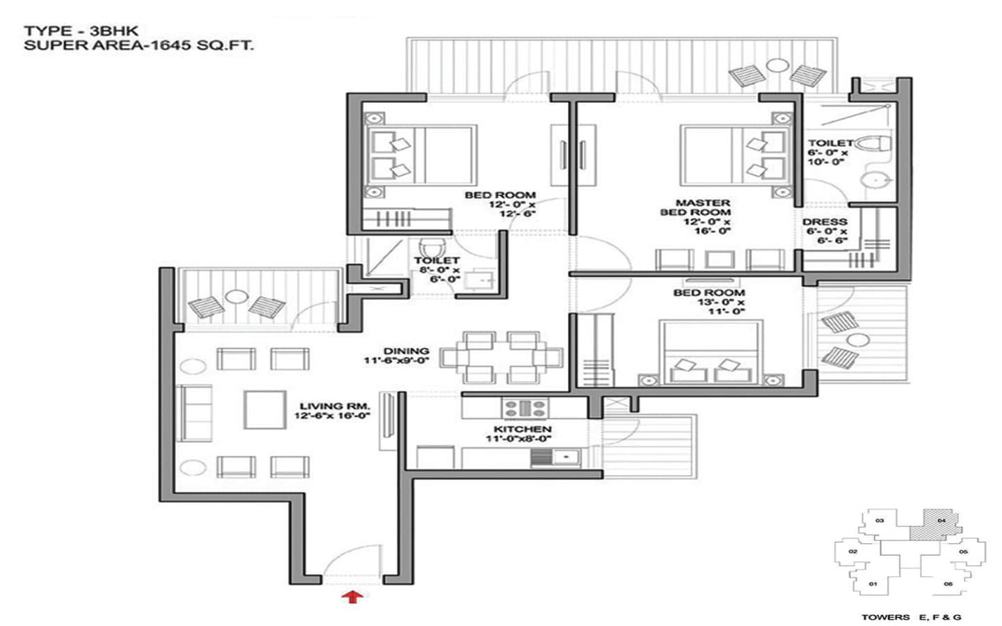 3BHK+2T