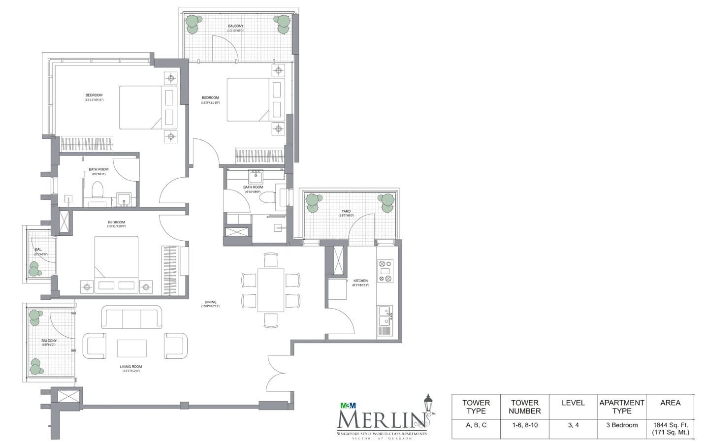 3BHK+3T