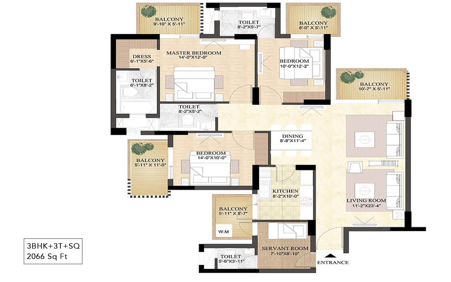 3BHK+3T+SQ