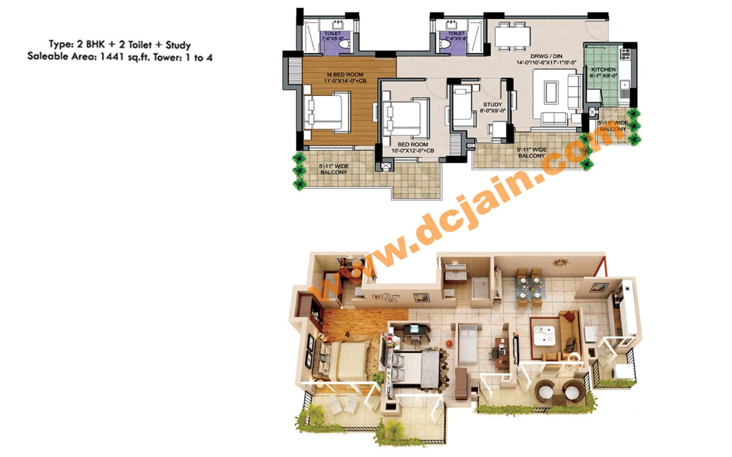 2BHK+2T+Study