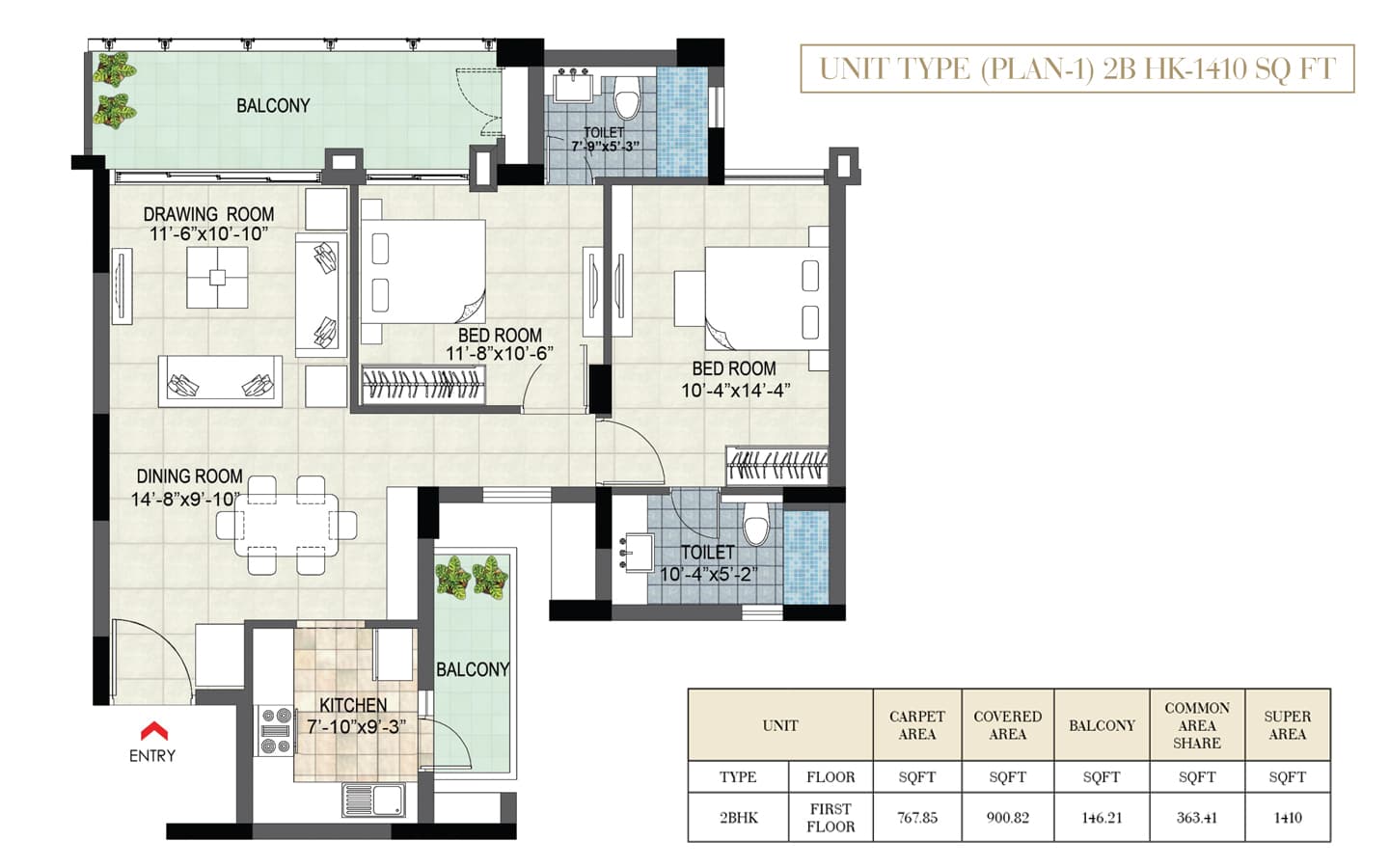 2BHK+2T