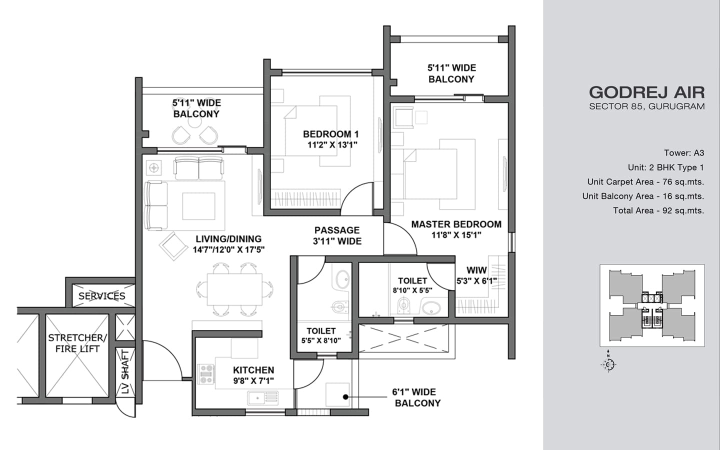 2BHK+2T