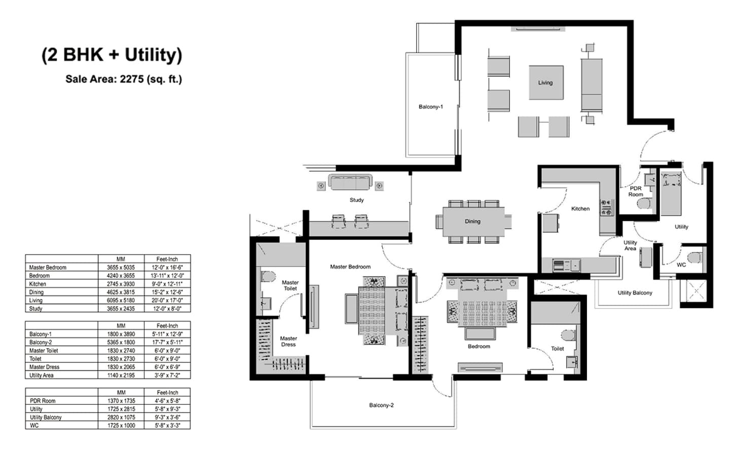2BHK+2T+SQ