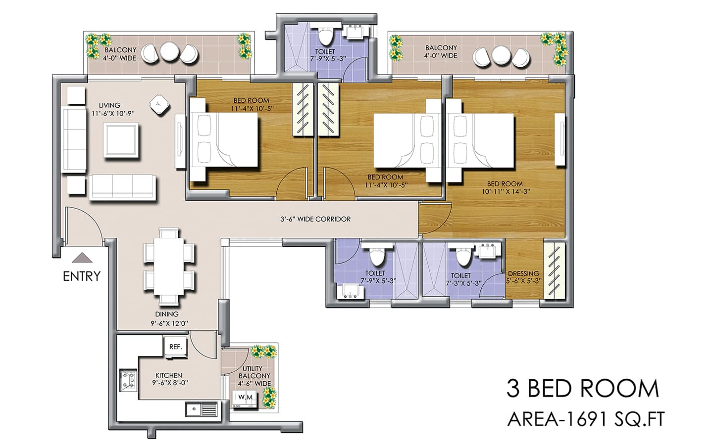3BHK+3T