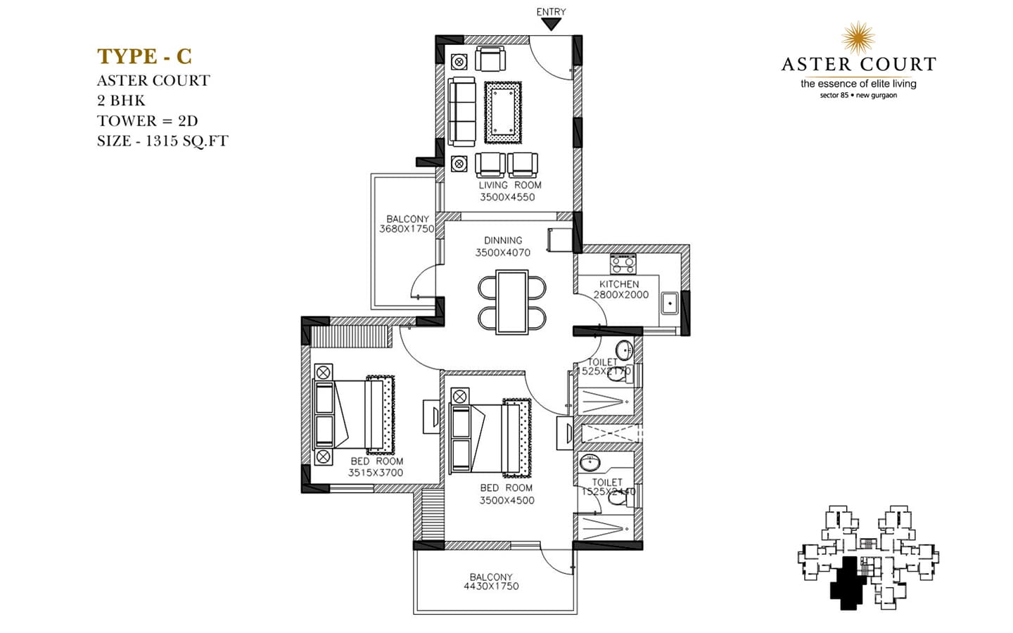 2BHK+2T