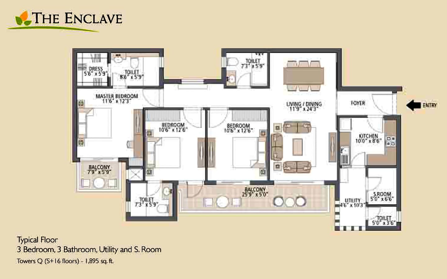 3BHK+3T+SQ