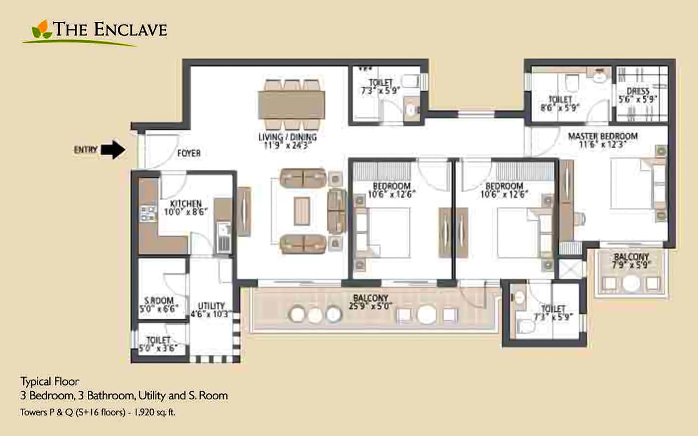 3BHK+3T+SQ