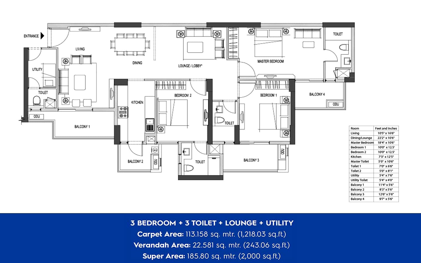 3BHK+3T+SQ