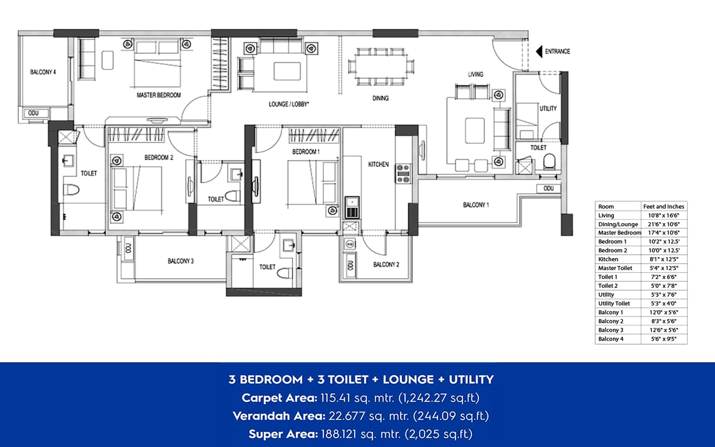 3BHK+3T+SQ