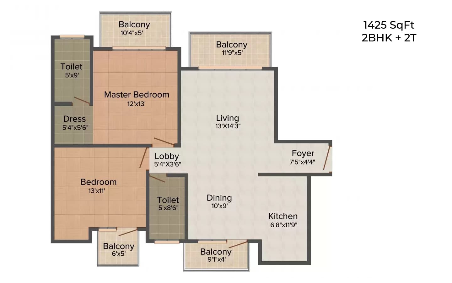 2BHK+2T