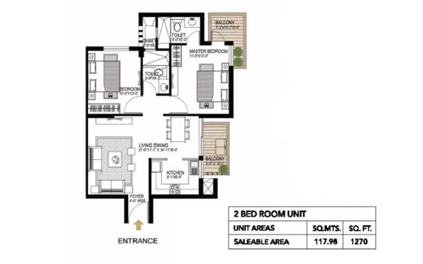 2BHK+2T