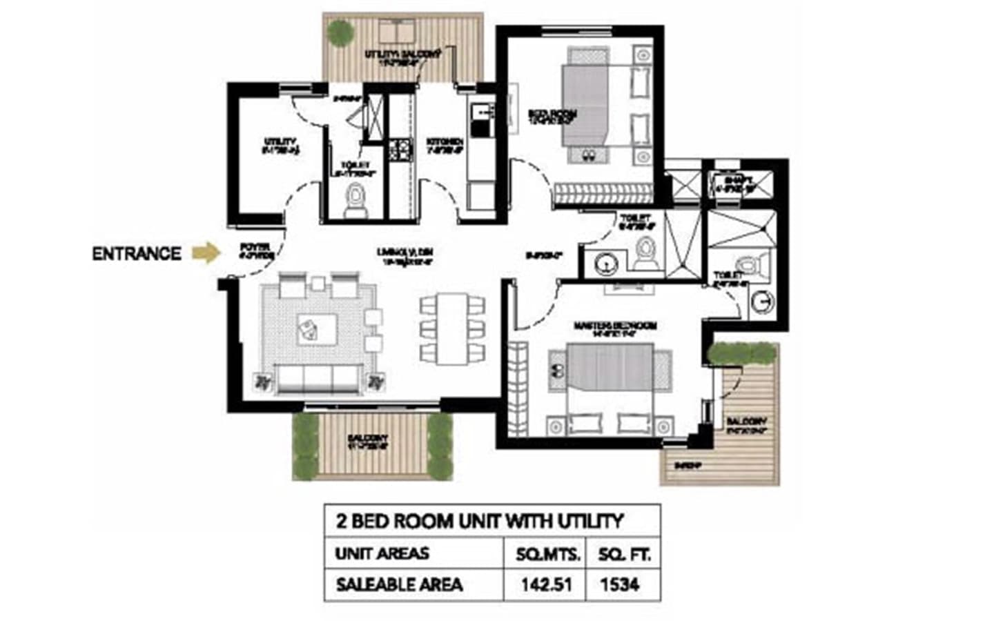 2BHK+2T+SQ
