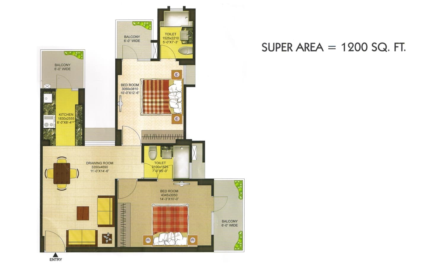 2BHK+2T