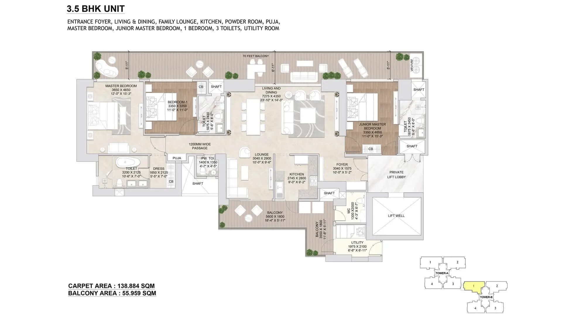 3.5 BHK Floor Plan