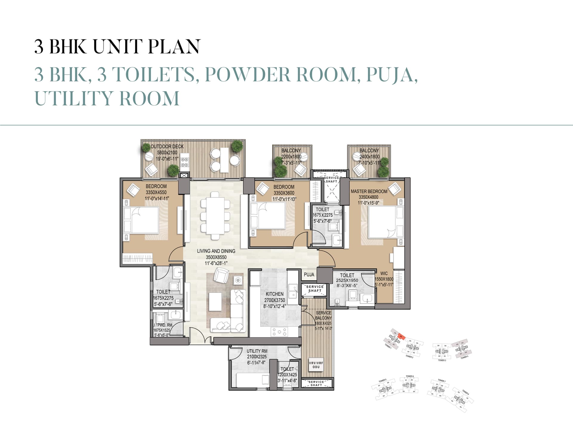 3 BHK Floor Plan