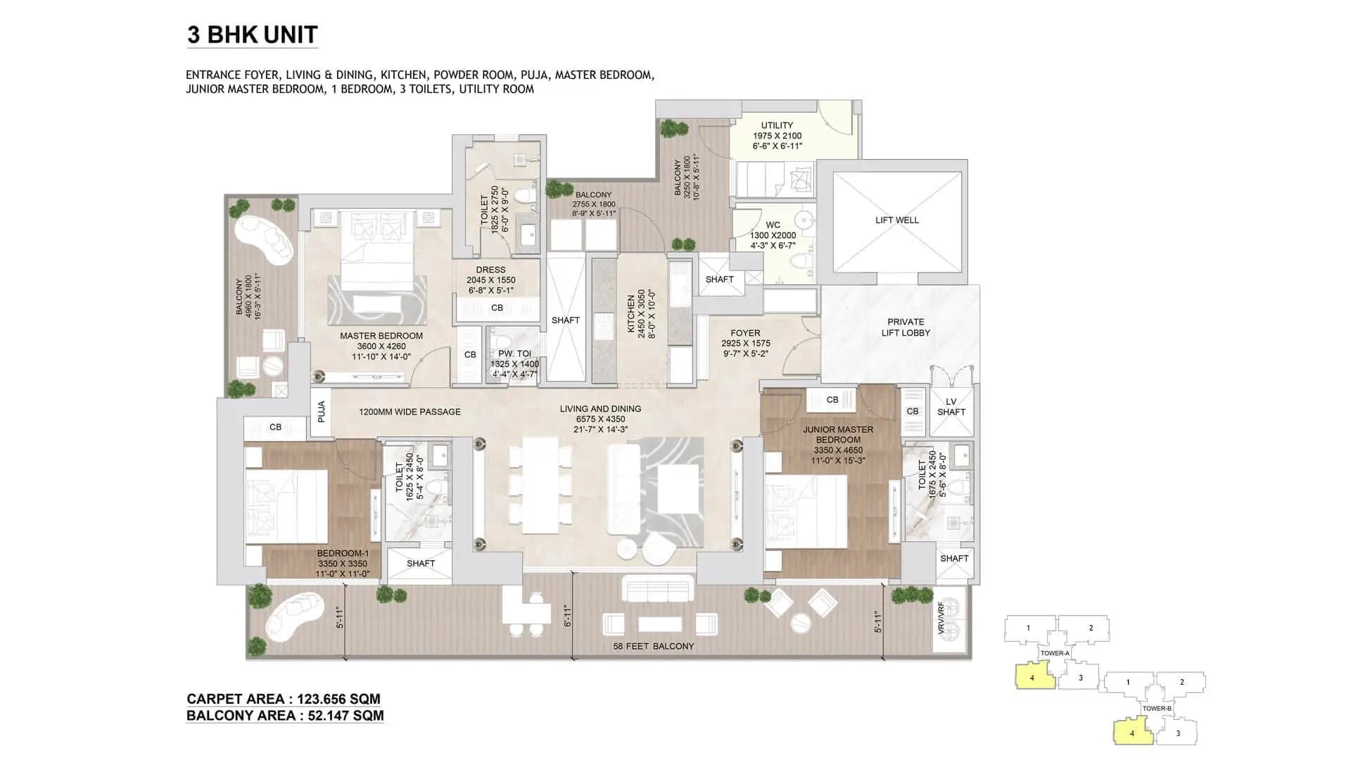 3 BHK Floor Plan