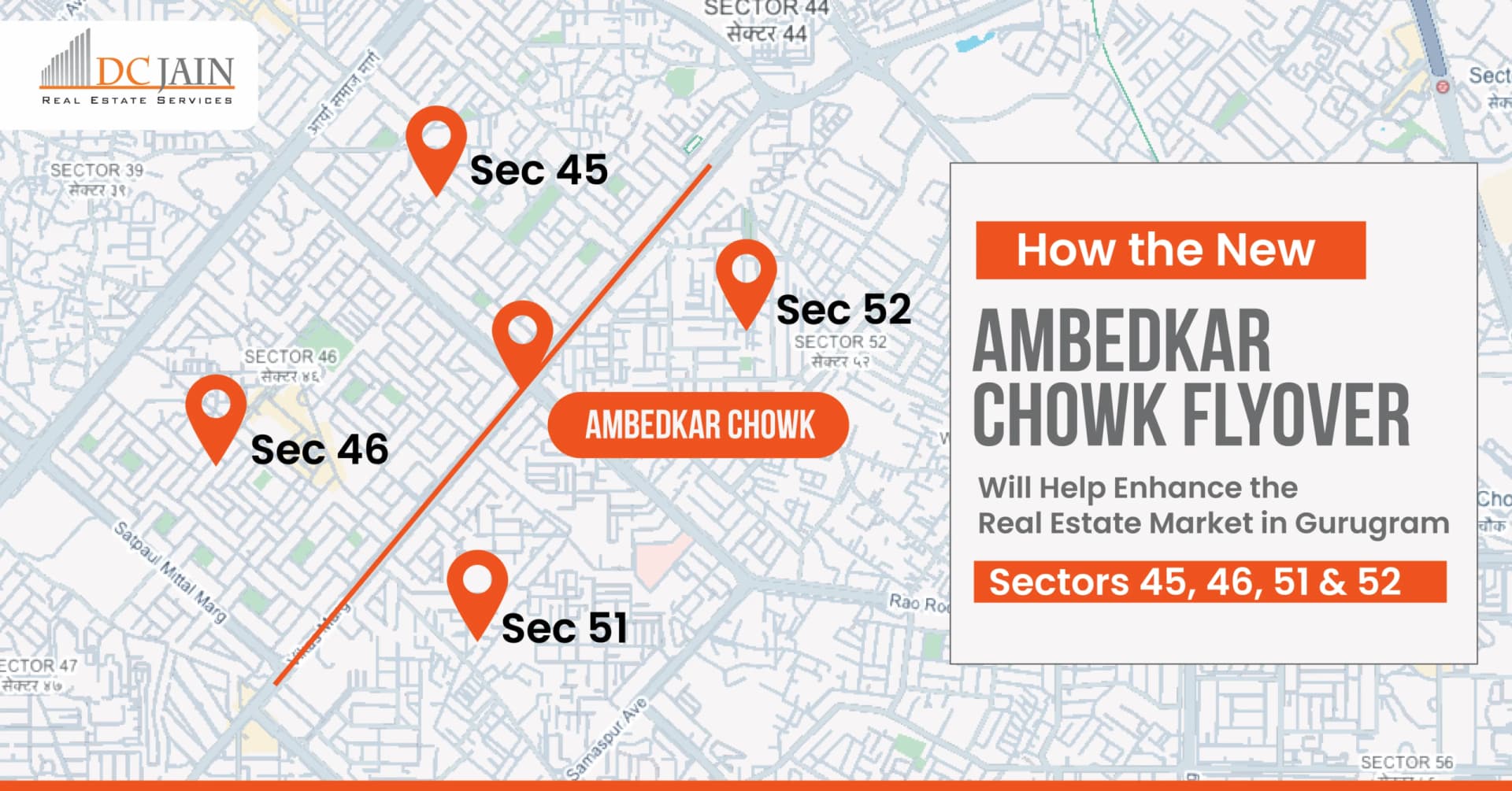 Construction plan of Ambedkar Chowk Flyover connecting Sector 45, 46, 51, and 52